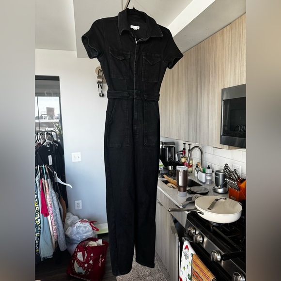 Good American Fit For Success denim jumpsuit in black - Picture 8 of 15